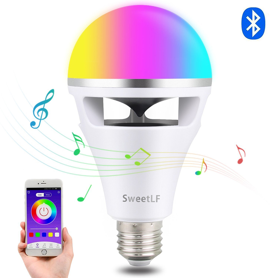 Bluetoothで音楽を流せるカラフルな調光LED電球