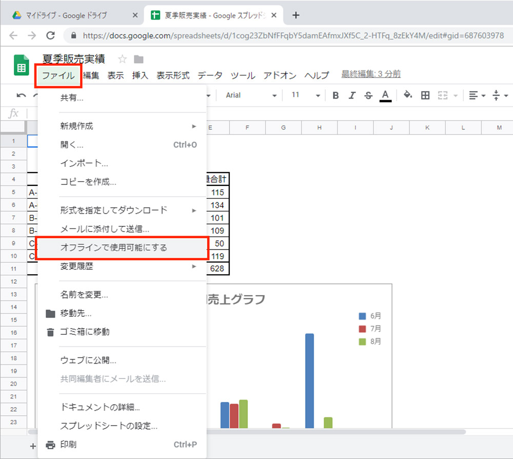 Googleドライブにある書類をオフラインでも編集したい！