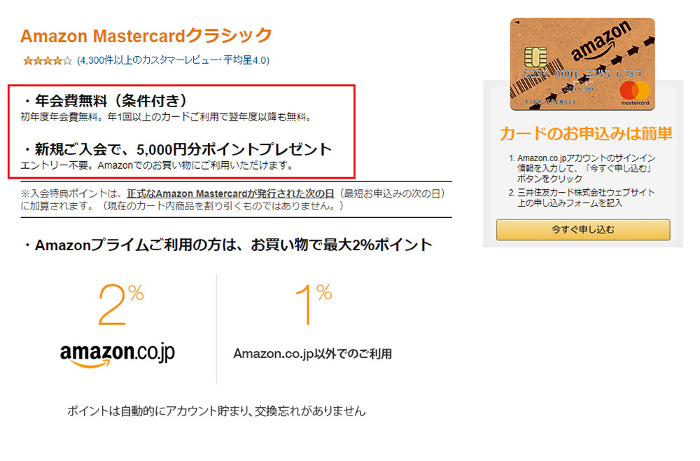 【Amazon】「Mastercardゴールド」の前に「クラシック」入会で5,000円を稼ぐ！