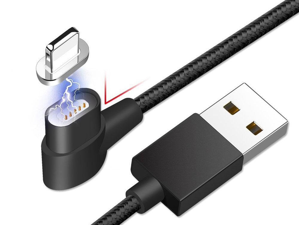 Micro-USB　１ｍ灰色１本曲るマグネット磁石式USB充電通信ケーブル