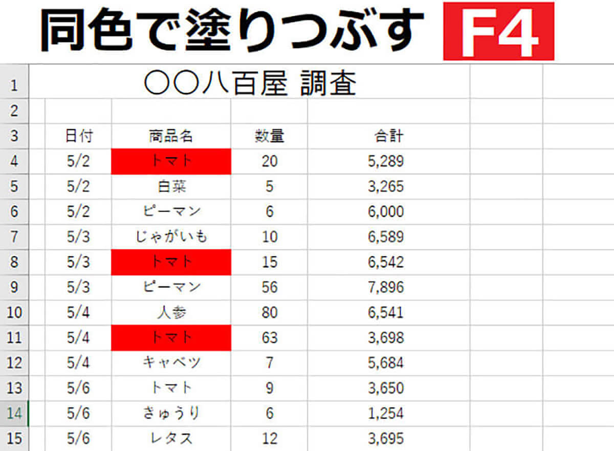 【同色で塗りつぶす】F4 1