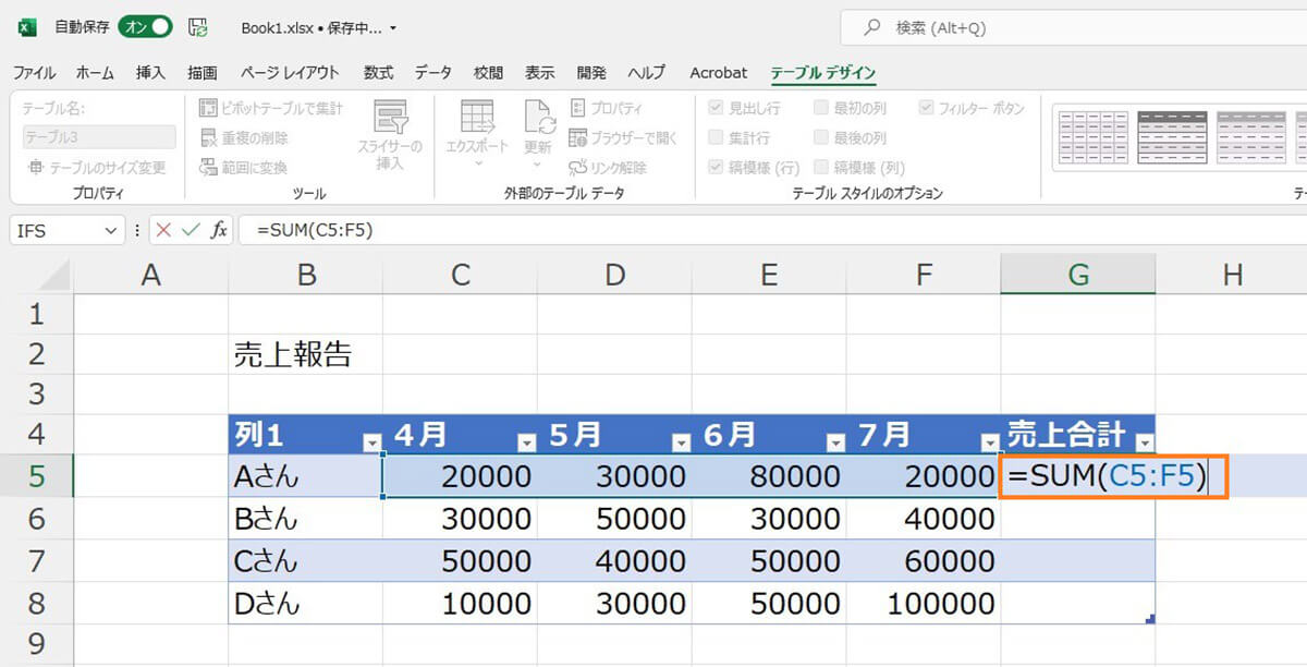 表をテーブルにするメリット1