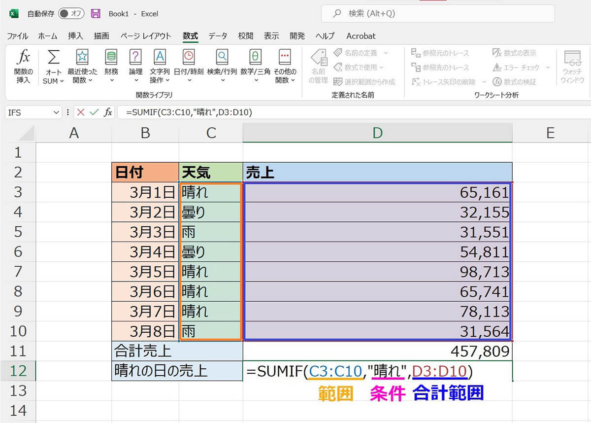 SUM関数で「条件を指定して数値を合計する」には？1