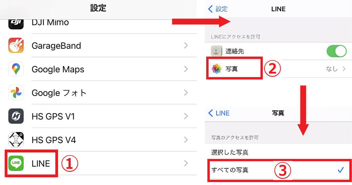 【写真/動画】LINEアプリのアクセス権限/プライバシー設定を見直す