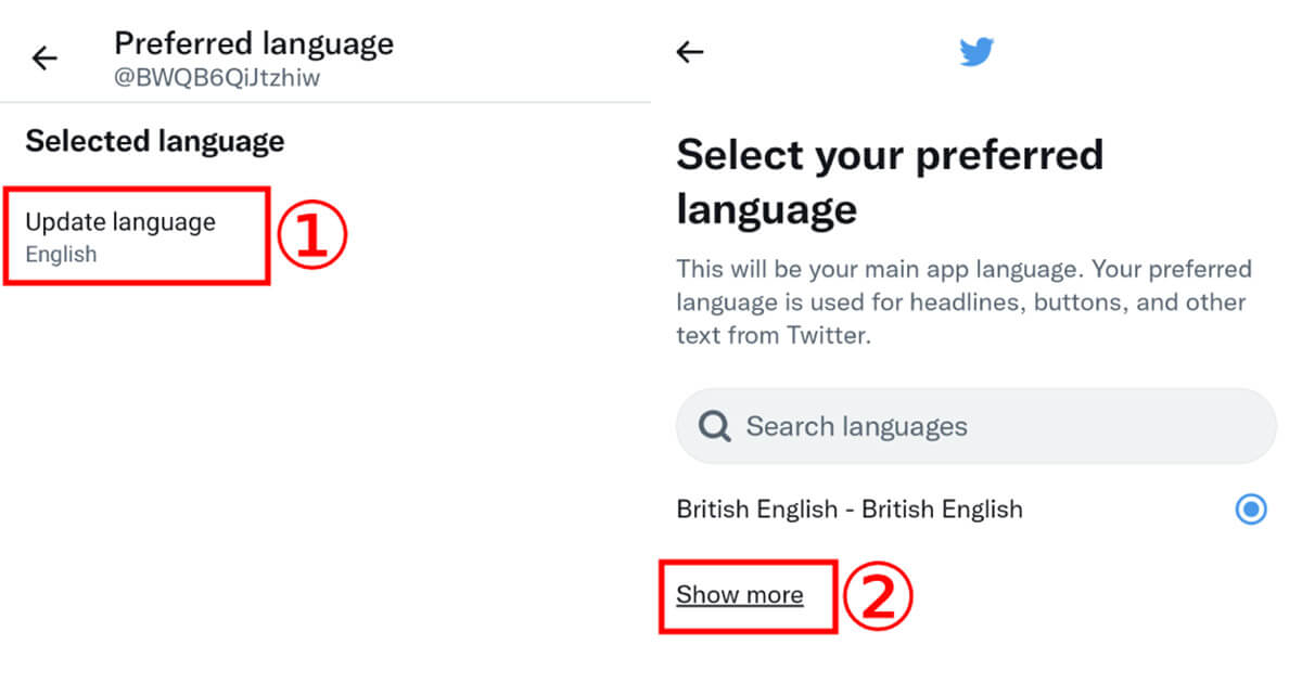 Android版Twitterの言語設定を「英語」から「日本語」に戻す方法3