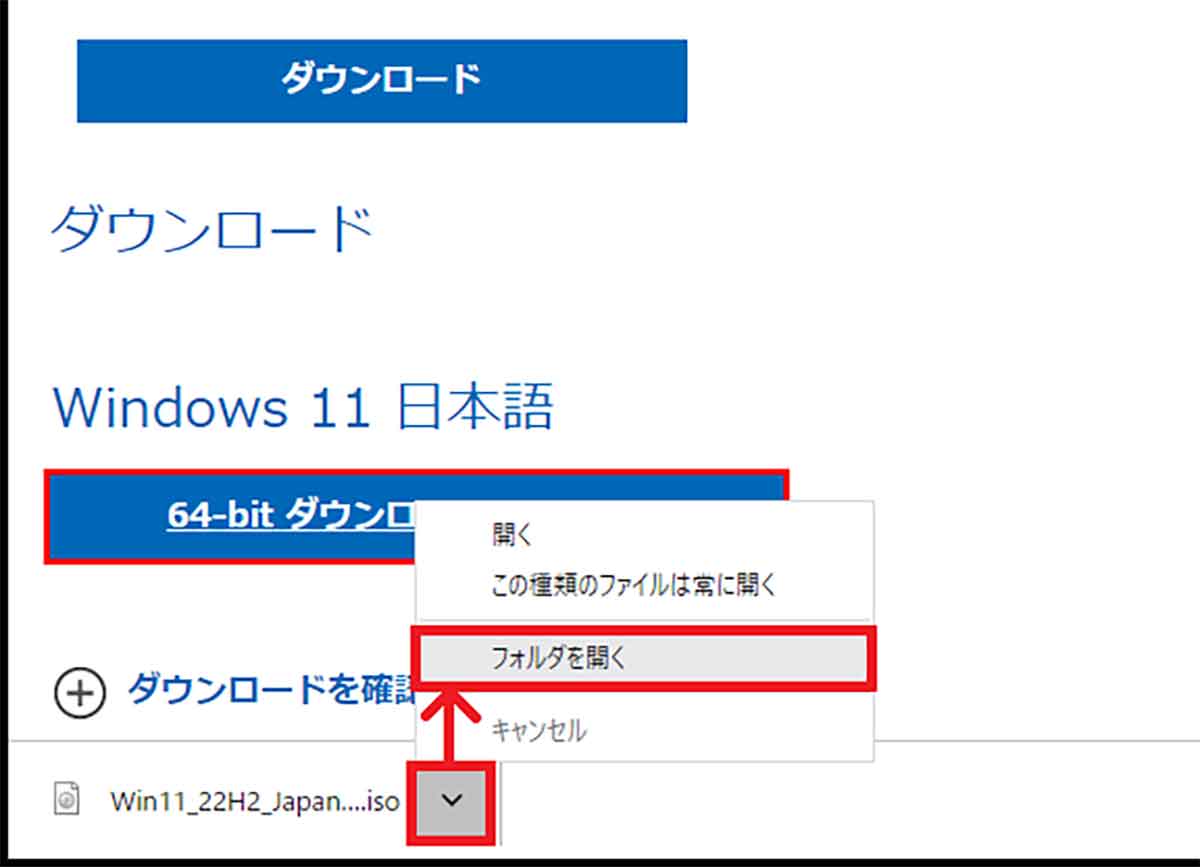 Windows 11 2022 UpdateのISOファイルをダウンロードする手順4
