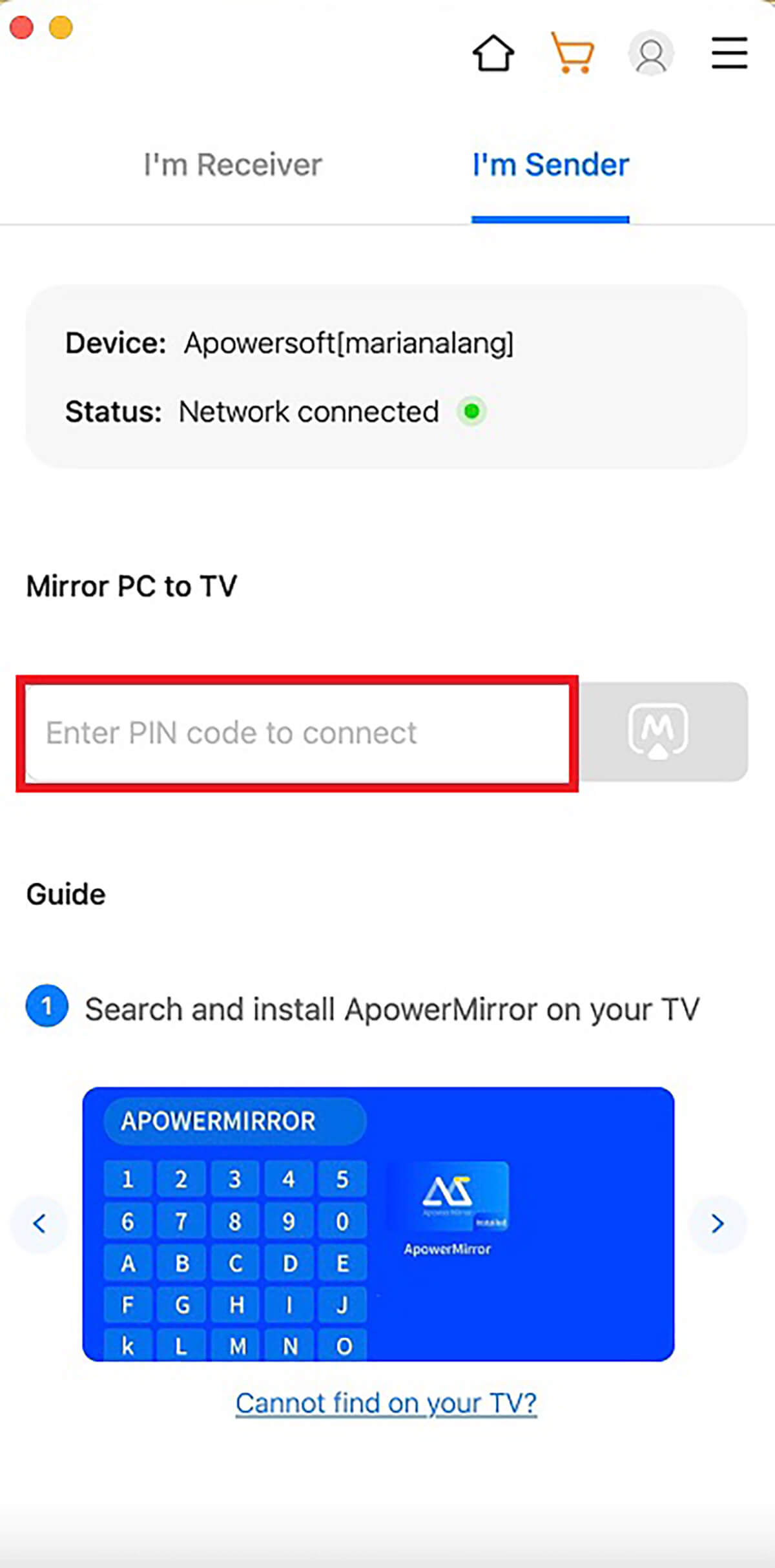 「ApowerMirror」アプリでMacの画面をテレビに表示する方法7