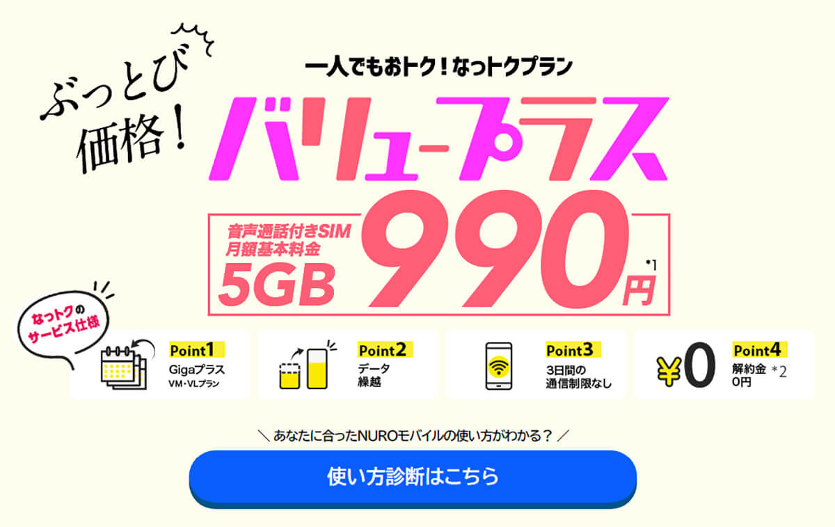 月5GBの（VM）プランが月額990円