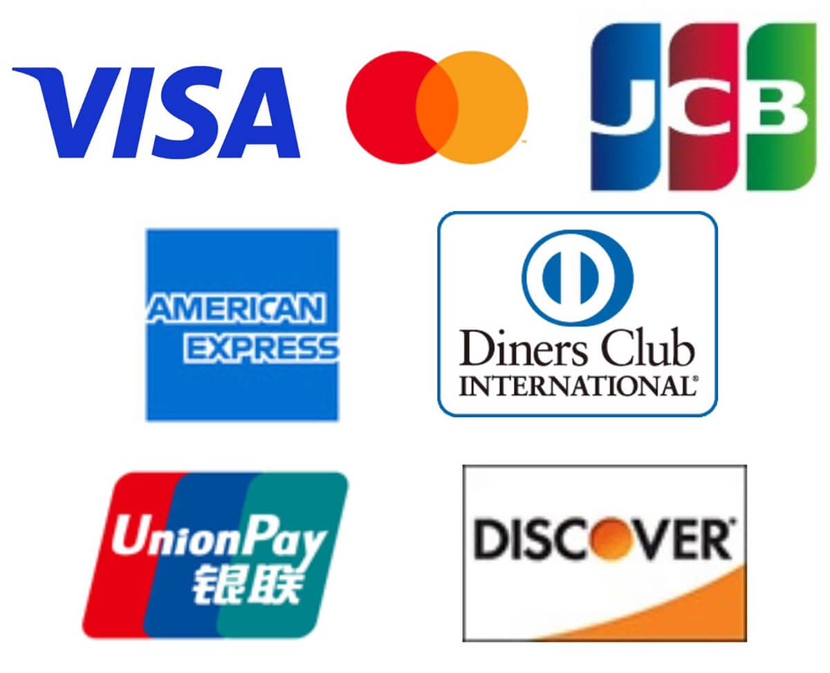 クレジットカード、デビットカード：VISA・Mastercard・JCBなど