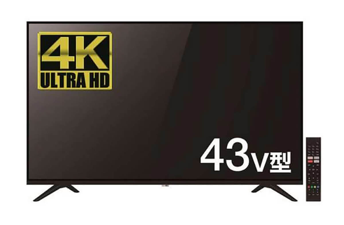 テレビのサイズ別の消費電力と電気代の例