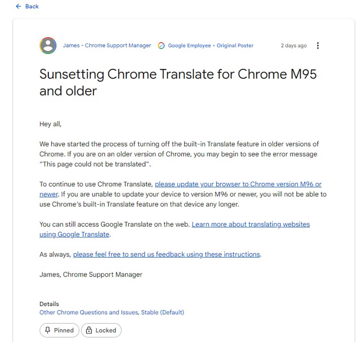 翻訳機能が無効化されたのはGoogle Chrome