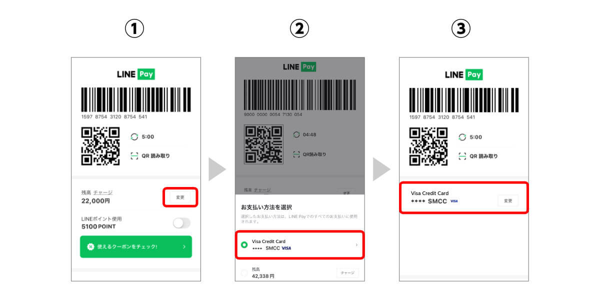 「Visa LINE Payクレジットカード（P＋）」でコード支払い設定方法01
