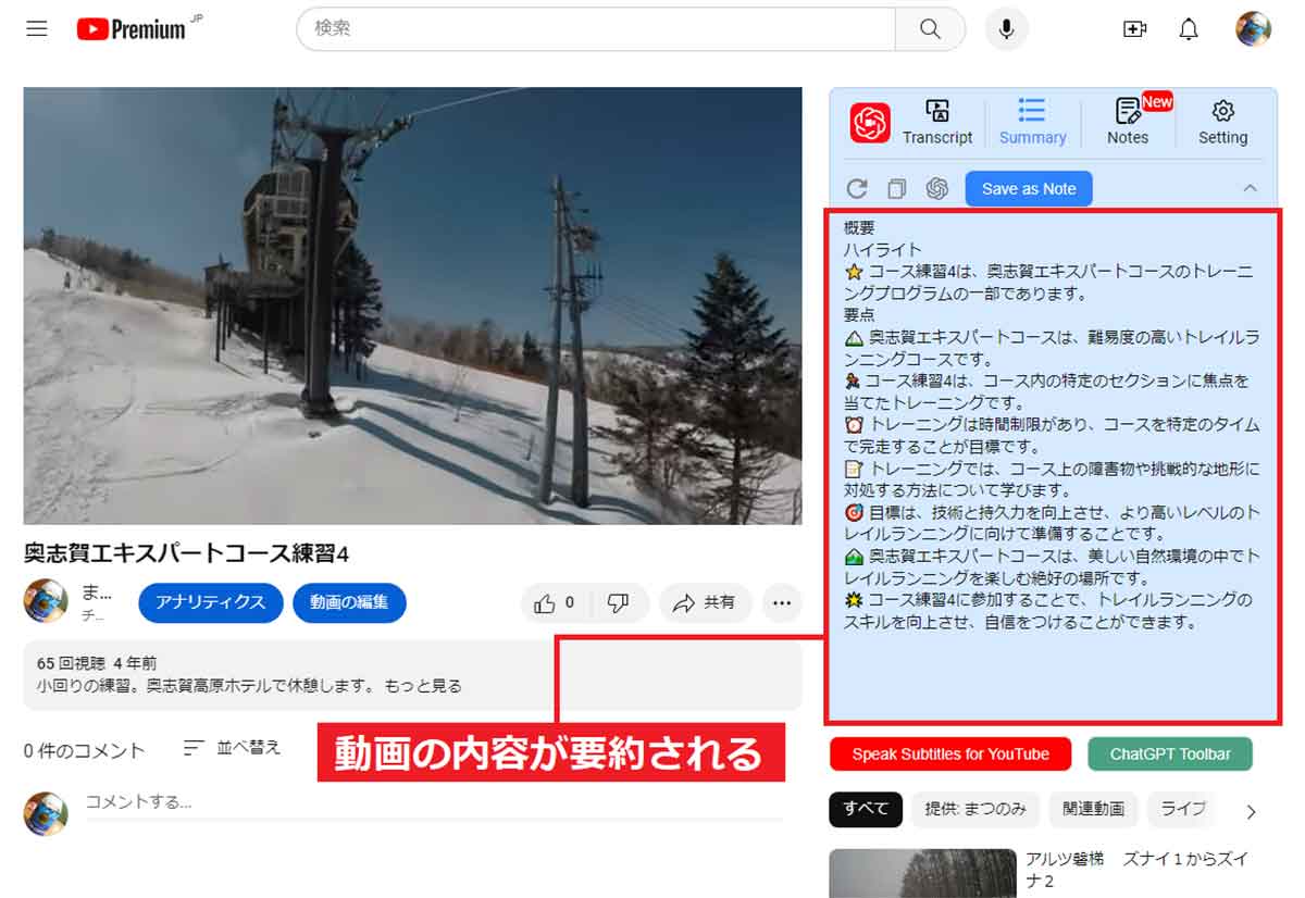 【2】YouTube動画の内容を要約してくれる「YouTube Summary with ChatGPT」1