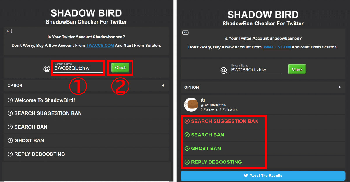 ShadowBird – Twitter ShadowBan Check1
