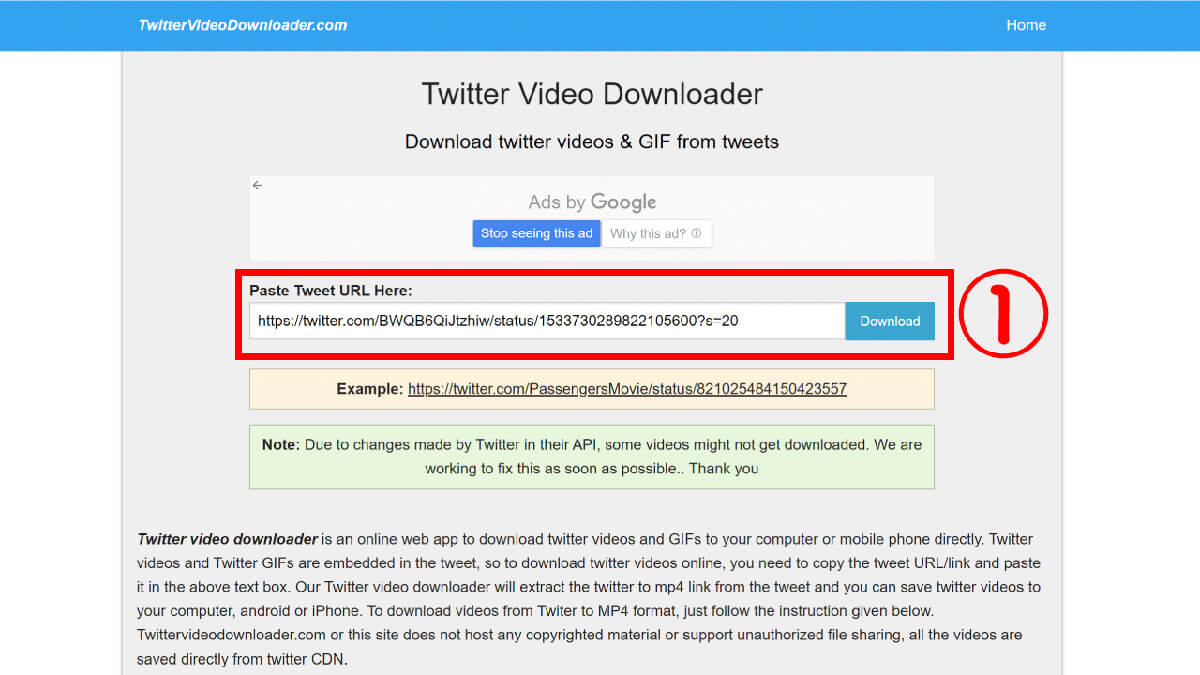 Twitter Video Downloader（ブラウザ）1