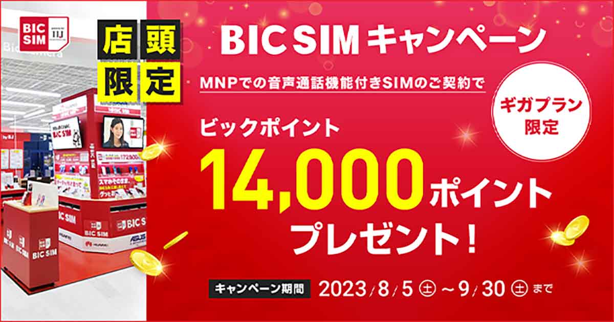 【店頭申し込み限定】BIC SIMキャンペーン