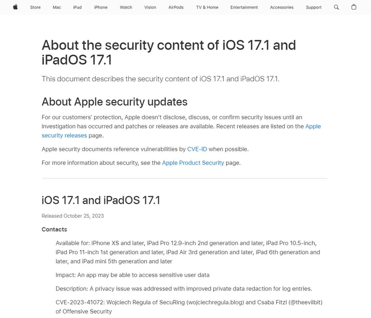 iOS 17.1アップデートがリリース3
