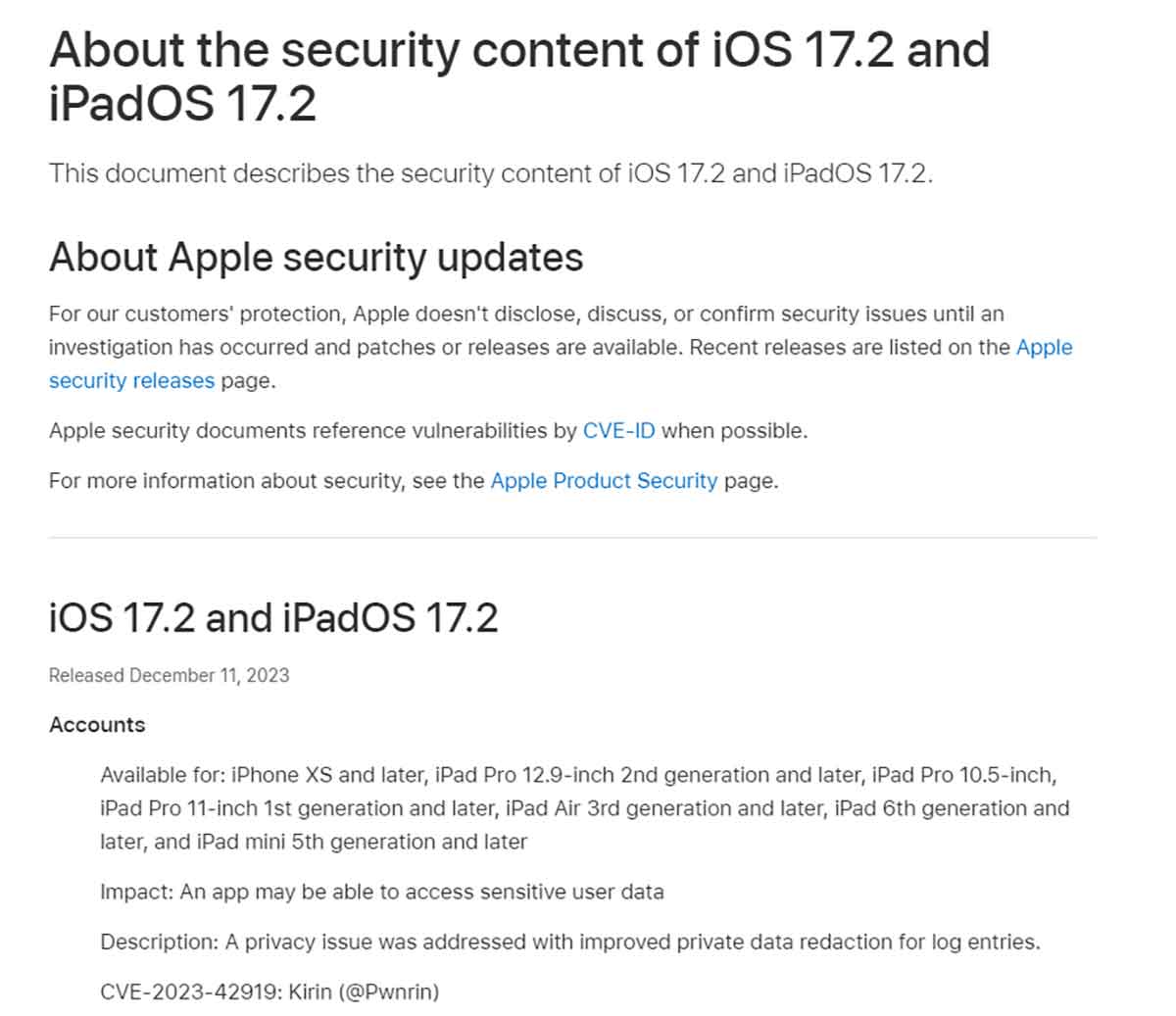 iOS 17.2ではセキュリティ強化も実施されている