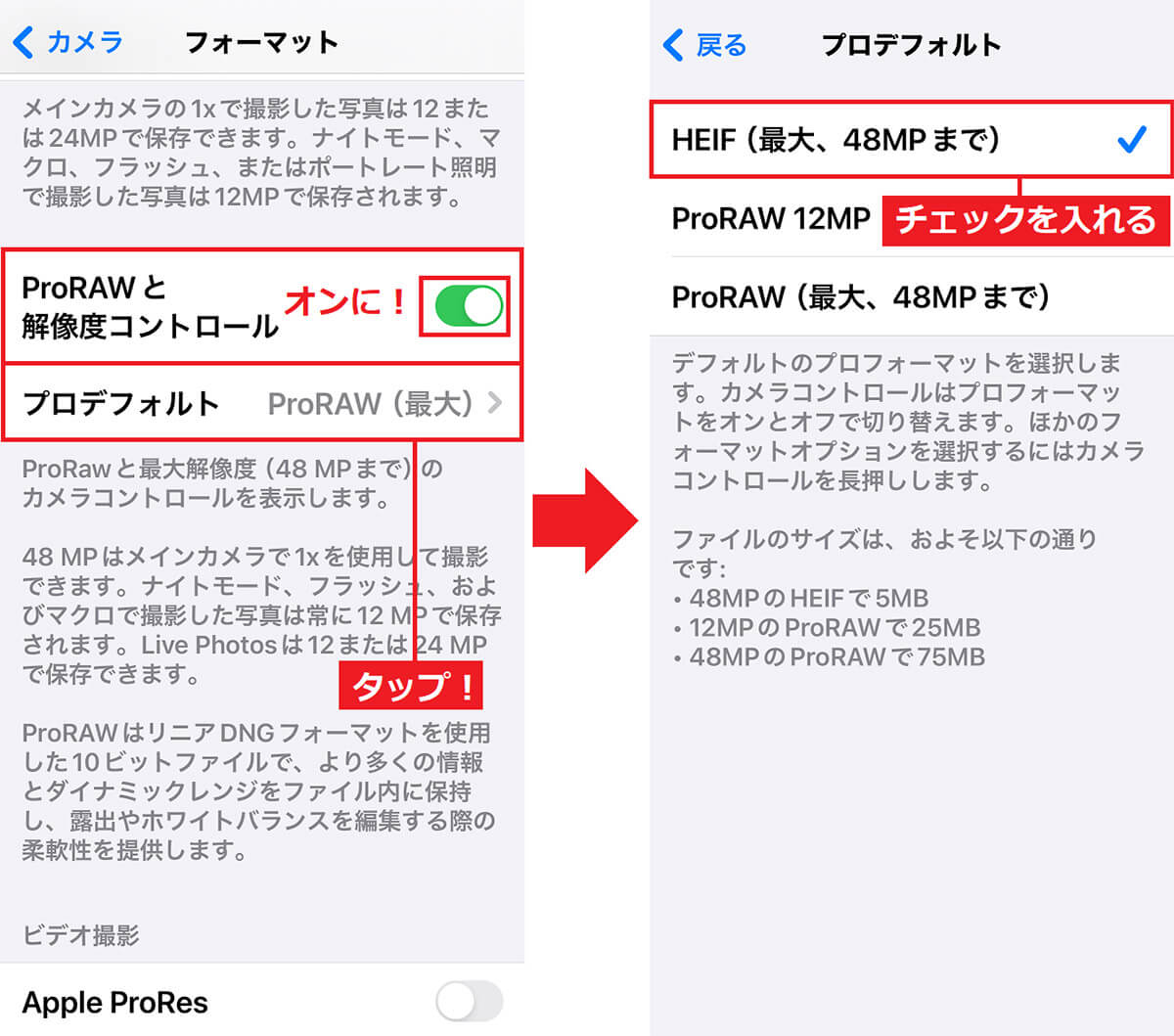 【6】iOS 17では「48MP HEIF Max写真モード」が利用能できる【iOS 17】2
