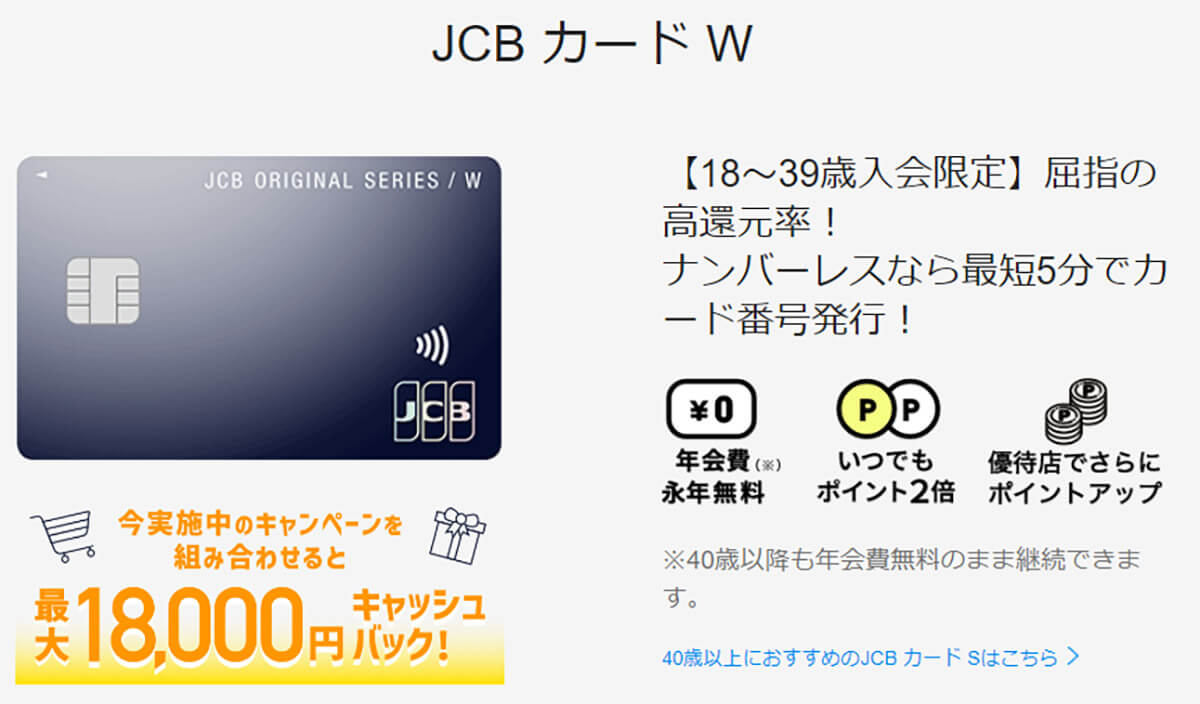 【JCB一般とJCB CARD Wの比較】基本スペック