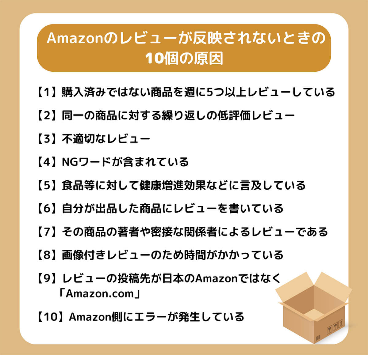 Amazonのレビューが反映されないときの10個の原因一覧
