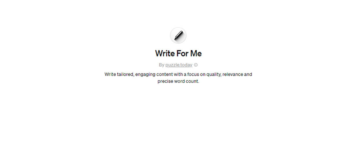 Write For Me：ライティングが可能なGPTs1