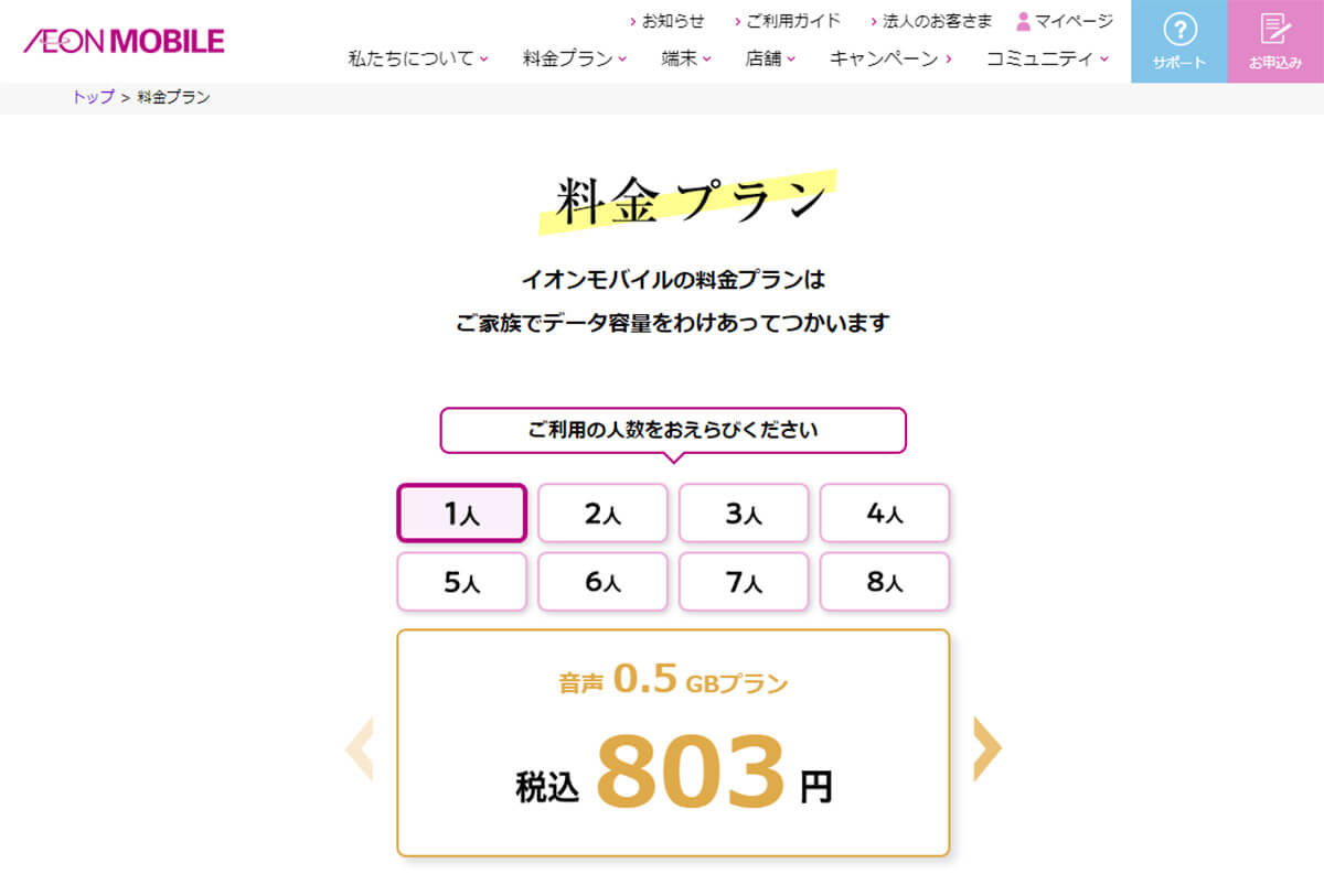 【5】イオンモバイルは60歳以上なら月額1,078円から利用可能2