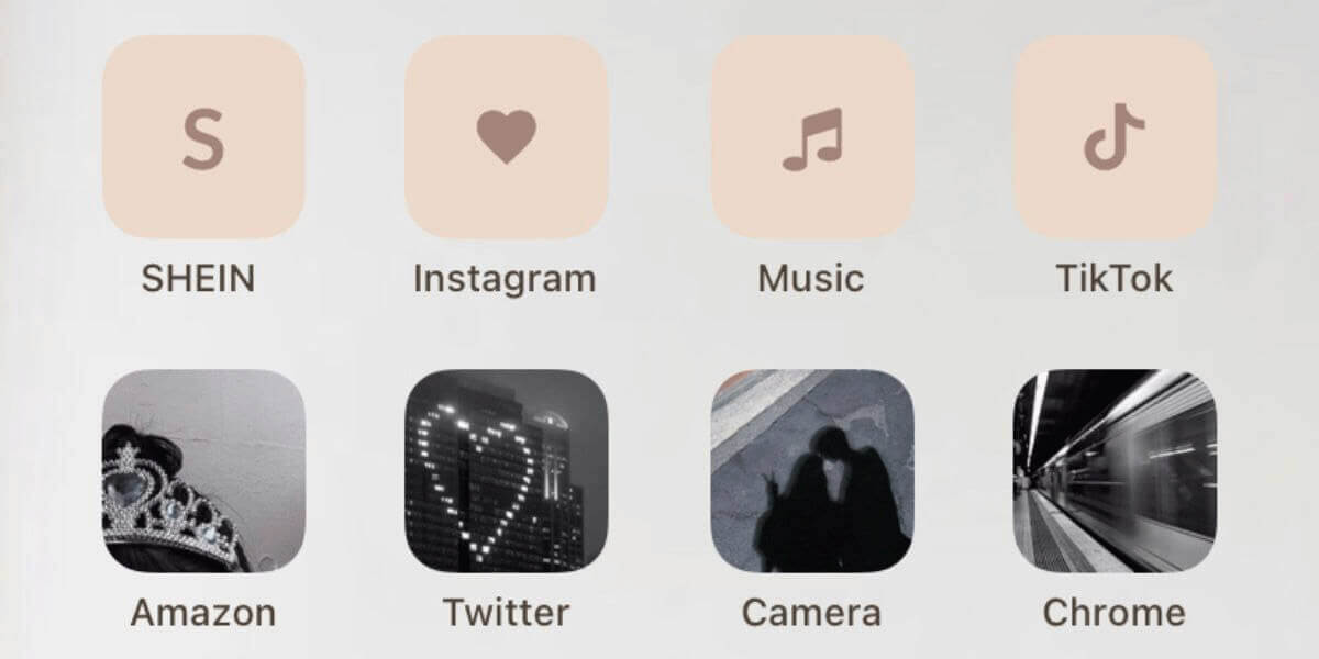 【iPhone/Android】アプリアイコンをおしゃれな画像に変更！白黒・韓国風など作例と変え方1