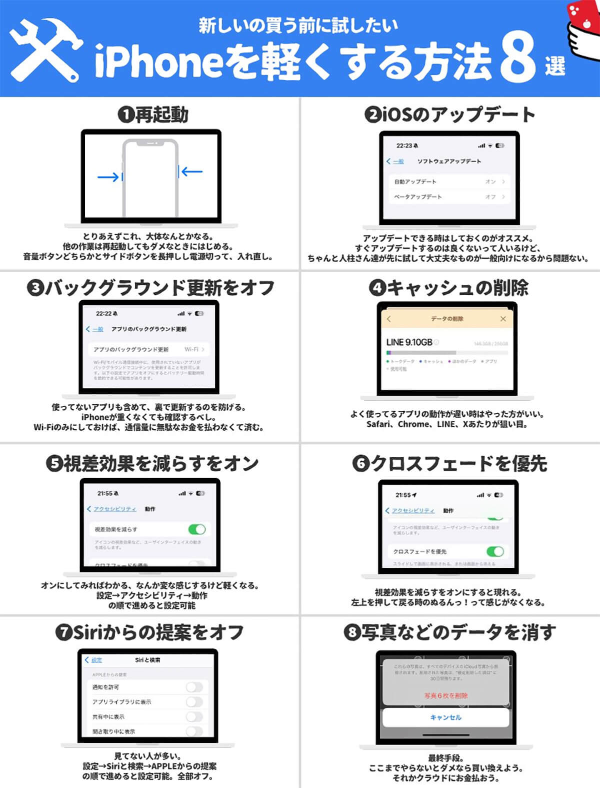 iPhoneの動作が重いときに試してほしい設定方法8選