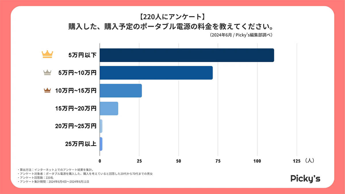 購入した購入予定のポータブル電源の料金は？