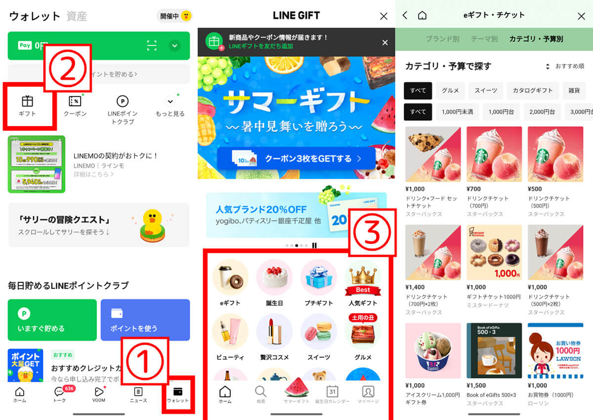 LINEギフトの送り方1