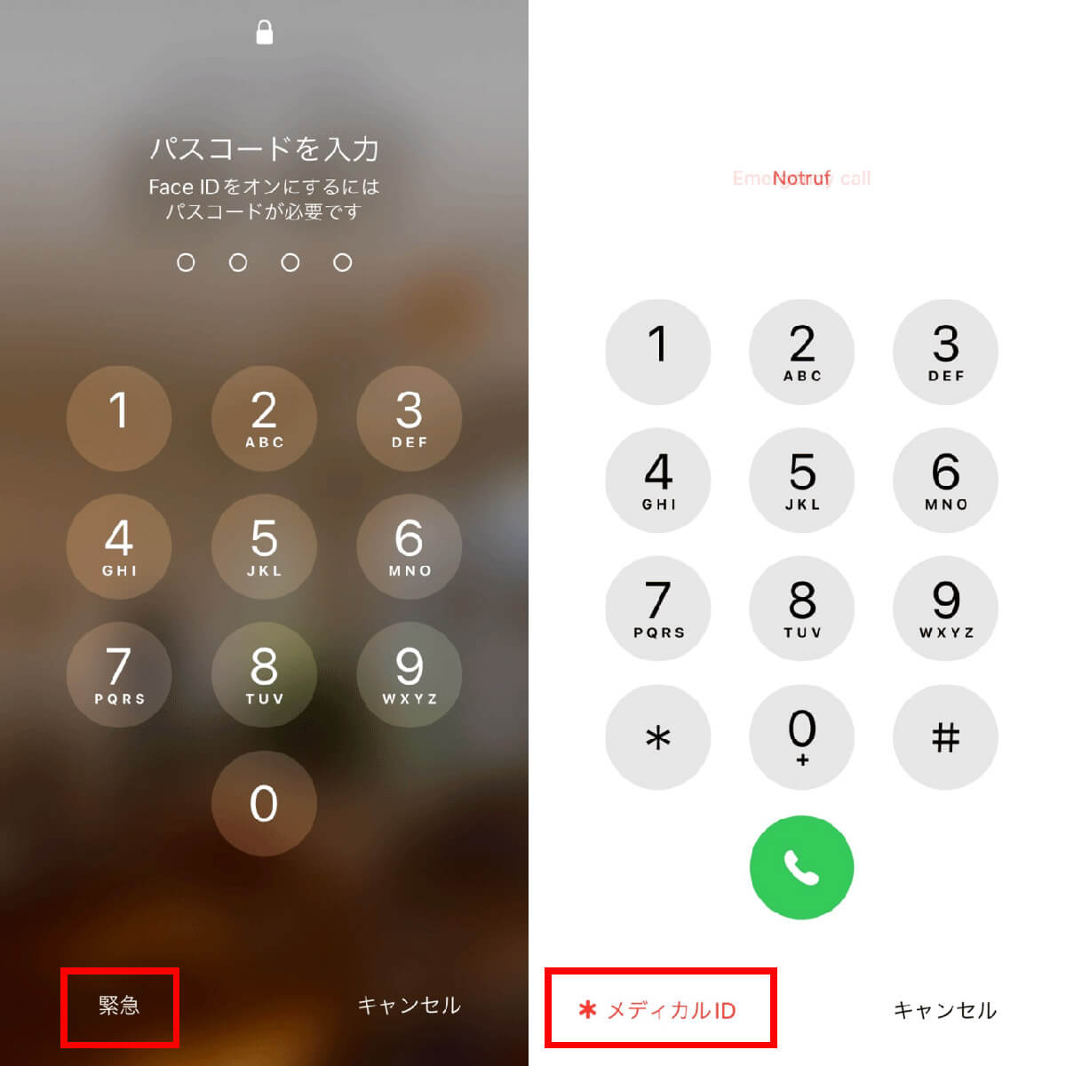 パスコード不明のiPhoneからの緊急電話1