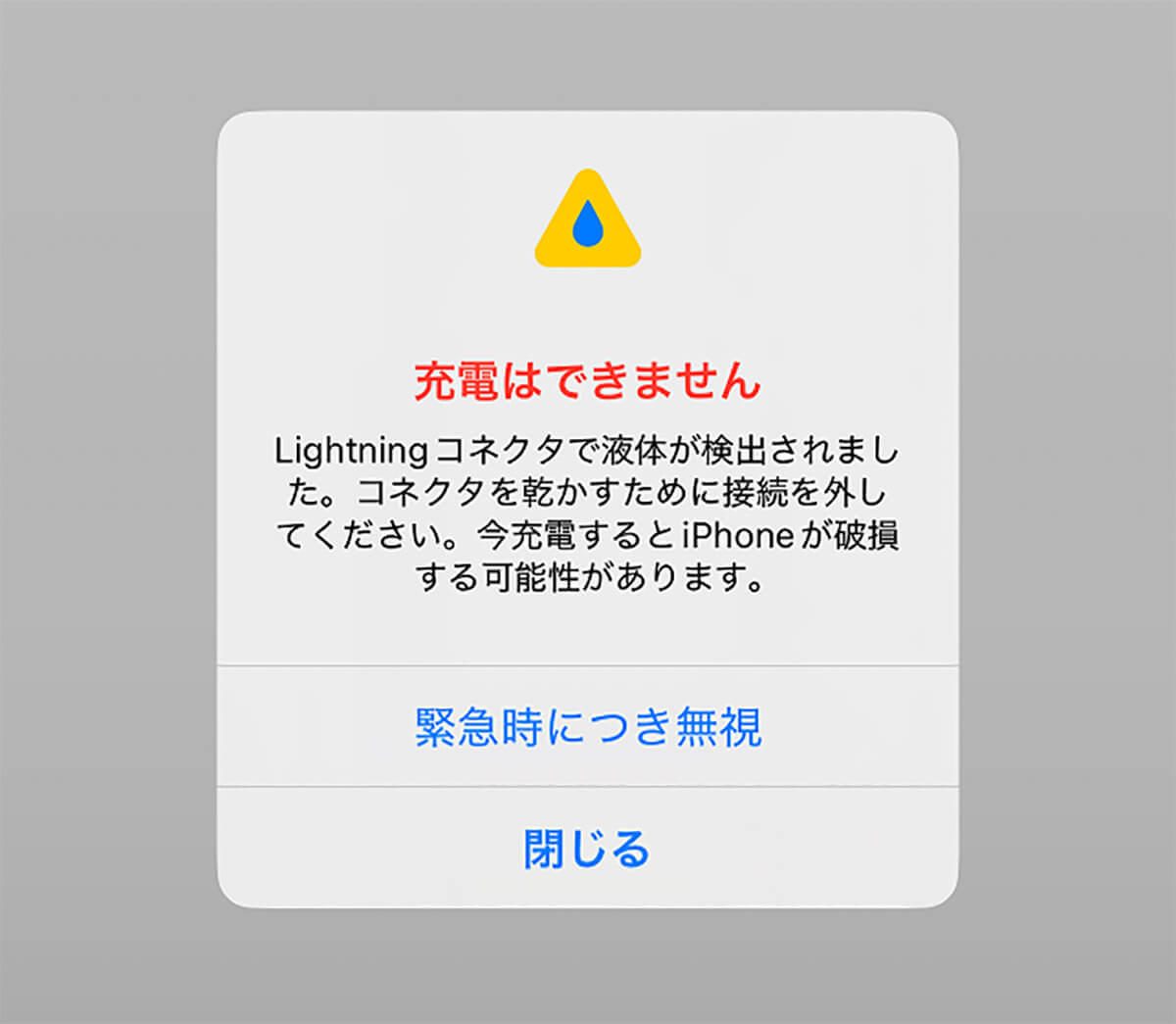 iPhoneで液体検出の警告が表示された場合2