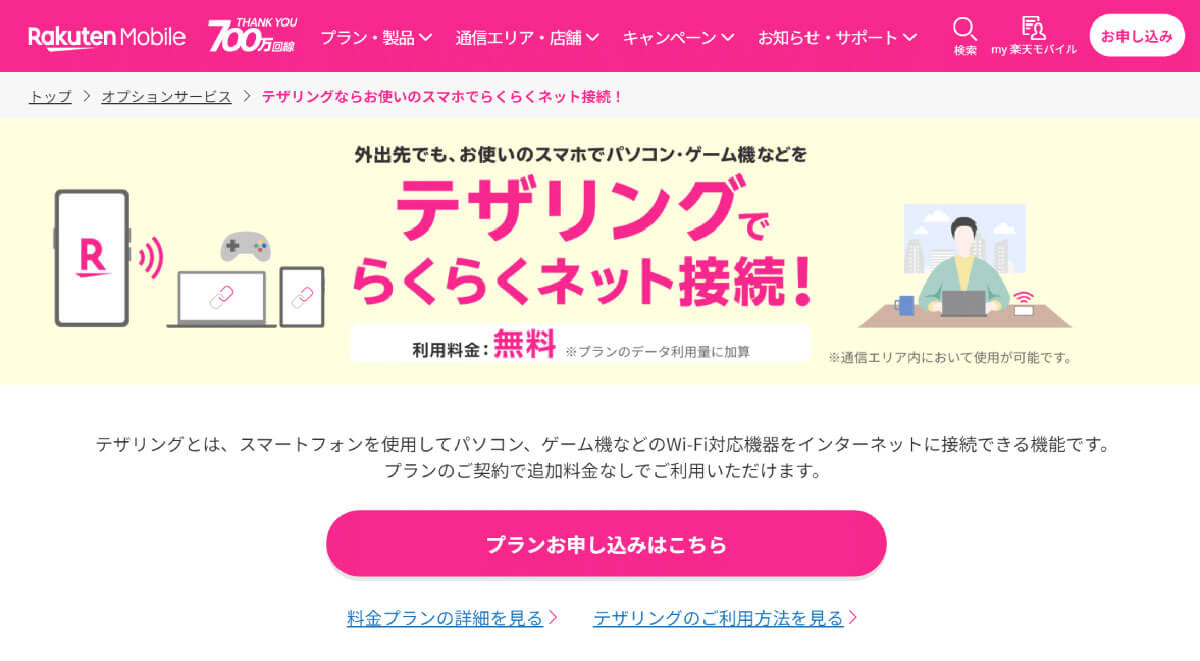 キャリアによっては「テザリング」がオプションの場合も1