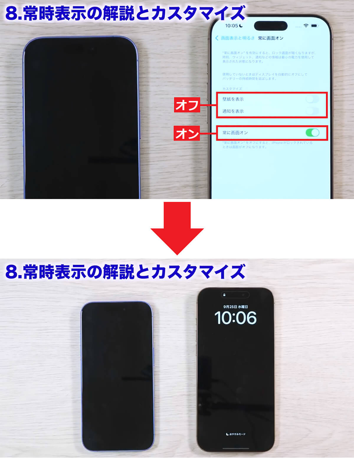 ロック画面に時計だけを表示する手順2