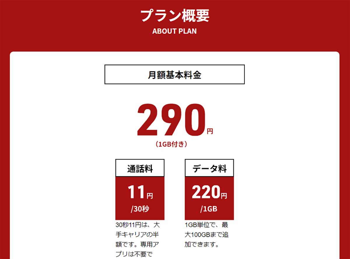 日本通信「合理的シンプル290プラン」1