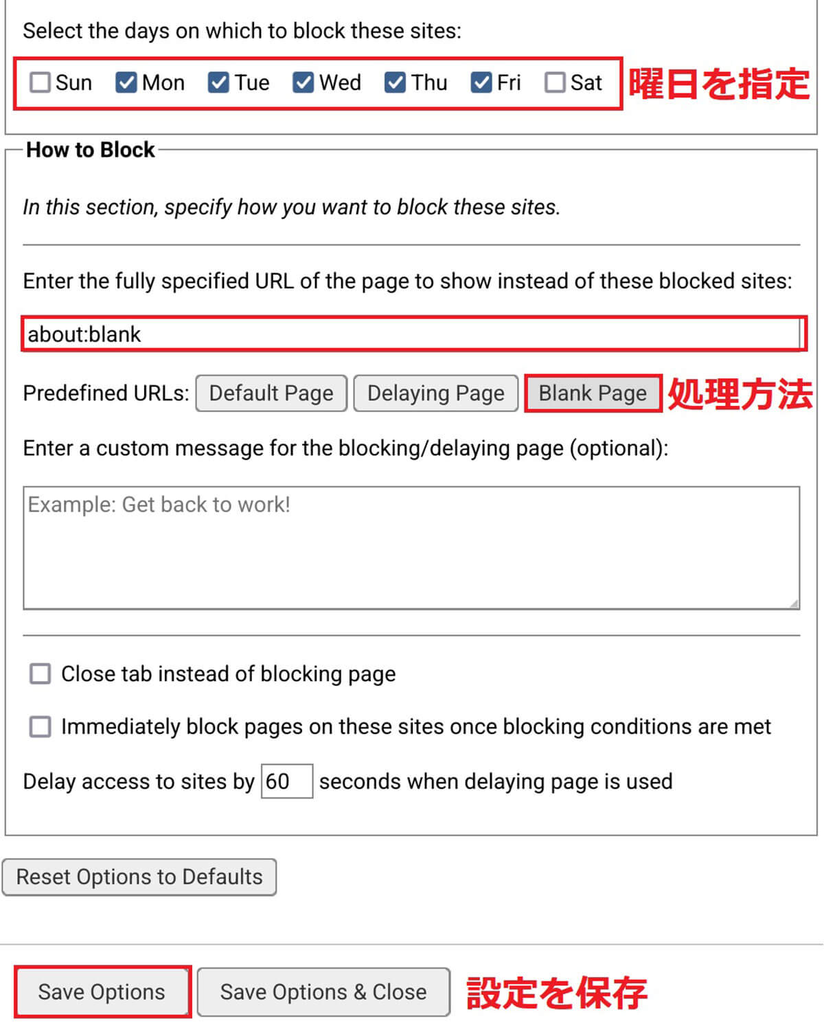 LeechBlock NGの設定方法を確認する手順3